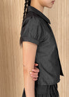 Lanby Pocket Asymmetric Button Puff Shirt