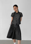 Lanby Pocket Asymmetric Button Puff Shirt