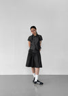 Lanby Pocket Asymmetric Button Puff Shirt