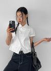 Lanby Pocket Asymmetric Button Puff Shirt