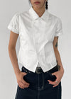 Lanby Pocket Asymmetric Button Puff Shirt