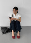 Lanby Pocket Asymmetric Button Puff Shirt