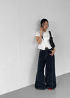 Lanby Pocket Asymmetric Button Puff Shirt