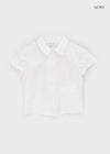 Lanby Pocket Asymmetric Button Puff Shirt