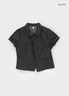 Lanby Pocket Asymmetric Button Puff Shirt