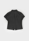 Lanby Pocket Asymmetric Button Puff Shirt