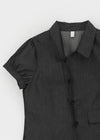 Lanby Pocket Asymmetric Button Puff Shirt