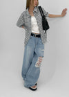 Rildy Distressed Wide Denim Pants