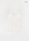 Ollatin Button Backless Halter Sleeveless Top (Built-in Cap)