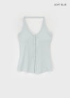 Ollatin Button Backless Halter Sleeveless Top (Built-in Cap)