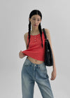 Allneu Henley Neck Star Dot Sleeveless Top