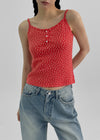 Allneu Henley Neck Star Dot Sleeveless Top