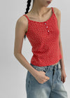 Allneu Henley Neck Star Dot Sleeveless Top