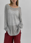 Ssenne Loose Fit Linen Knit Long Sleeve Tee