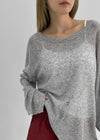 Ssenne Loose Fit Linen Knit Long Sleeve Tee