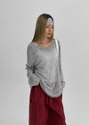 Ssenne Loose Fit Linen Knit Long Sleeve Tee