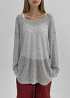 Ssenne Loose Fit Linen Knit Long Sleeve Tee