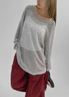 Ssenne Loose Fit Linen Knit Long Sleeve Tee