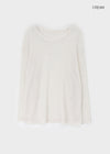 Ssenne Loose Fit Linen Knit Long Sleeve Tee