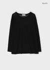 Ssenne Loose Fit Linen Knit Long Sleeve Tee