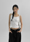 Allneu Henley Neck Star Dot Sleeveless Top
