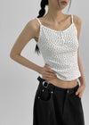 Allneu Henley Neck Star Dot Sleeveless Top
