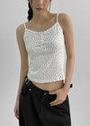Allneu Henley Neck Star Dot Sleeveless Top