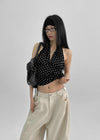 Shollivan Dot Halter Sleeveless Top