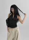 Shollivan Dot Halter Sleeveless Top