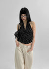Shollivan Dot Halter Sleeveless Top
