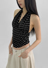 Shollivan Dot Halter Sleeveless Top