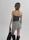 Rachit Ribbed Crop Halter Sleeveless Top