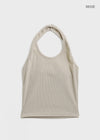 Rachit Ribbed Crop Halter Sleeveless Top