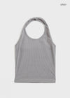 Rachit Ribbed Crop Halter Sleeveless Top