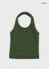 Rachit Ribbed Crop Halter Sleeveless Top