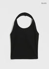 Rachit Ribbed Crop Halter Sleeveless Top