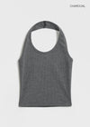 Rachit Ribbed Crop Halter Sleeveless Top