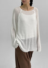Heybin Summer Loose Fit Boat Neck Knit