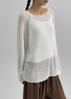 Heybin Summer Loose Fit Boat Neck Knit