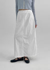 Queshion Back Banding Slit Nylon Long Skirt