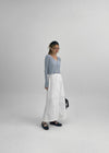 Queshion Back Banding Slit Nylon Long Skirt