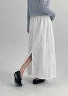 Queshion Back Banding Slit Nylon Long Skirt