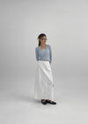 Queshion Back Banding Slit Nylon Long Skirt