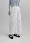 Queshion Back Banding Slit Nylon Long Skirt
