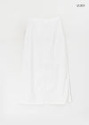 Queshion Back Banding Slit Nylon Long Skirt