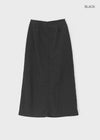 Queshion Back Banding Slit Nylon Long Skirt