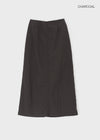 Queshion Back Banding Slit Nylon Long Skirt