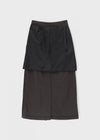 Queshion Back Banding Slit Nylon Long Skirt