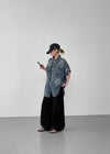 (UNISEX) Neverby Oversized Denim Short Sleeve Shirt