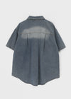 (UNISEX) Neverby Oversized Denim Short Sleeve Shirt